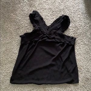 JCrew cross strapped sheer black top